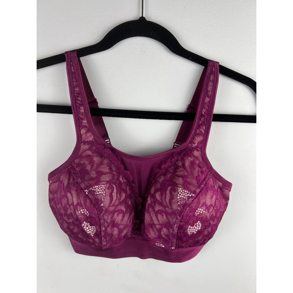 Women's Breezies Burgundy Pink Lace Bra S